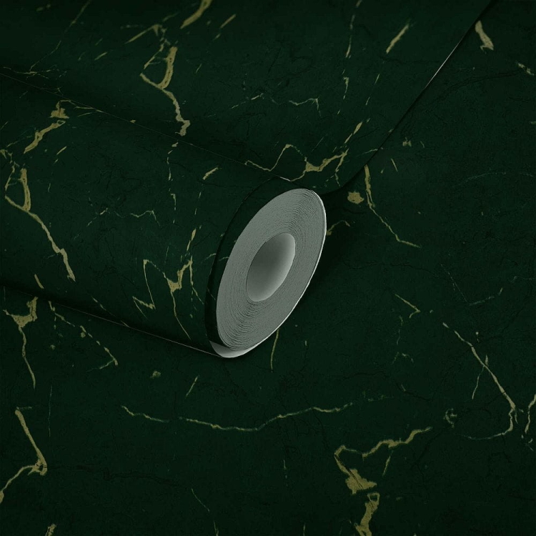 Tapeta AS Metropolitan Stories 2 37855-5 , okładzina ścienna na flizelinie, zielony butelkowy marmur, struktura tapety