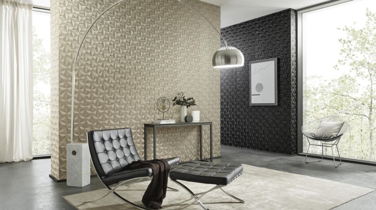 Tapeta Erismann 10106-15, wzór geometryczny, tapeta czarna, połyskująca