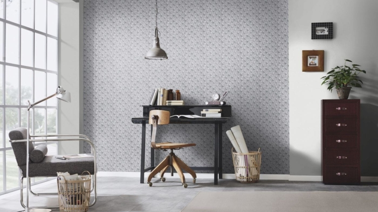 Tapeta Erismann 10106-34, wzór geometryczny, tapeta srebrna, połyskująca