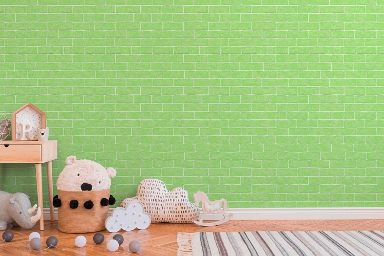 Boys &amp; Girls_6 35981-3 Tapeta ścienna na flizelinie AS, zielona cegła 3D, aranżacja