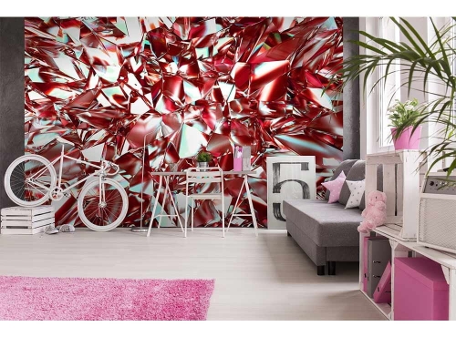 Fototapeta MS-5-0281 Czerwony kryształ 3D flizelinowa Dimex