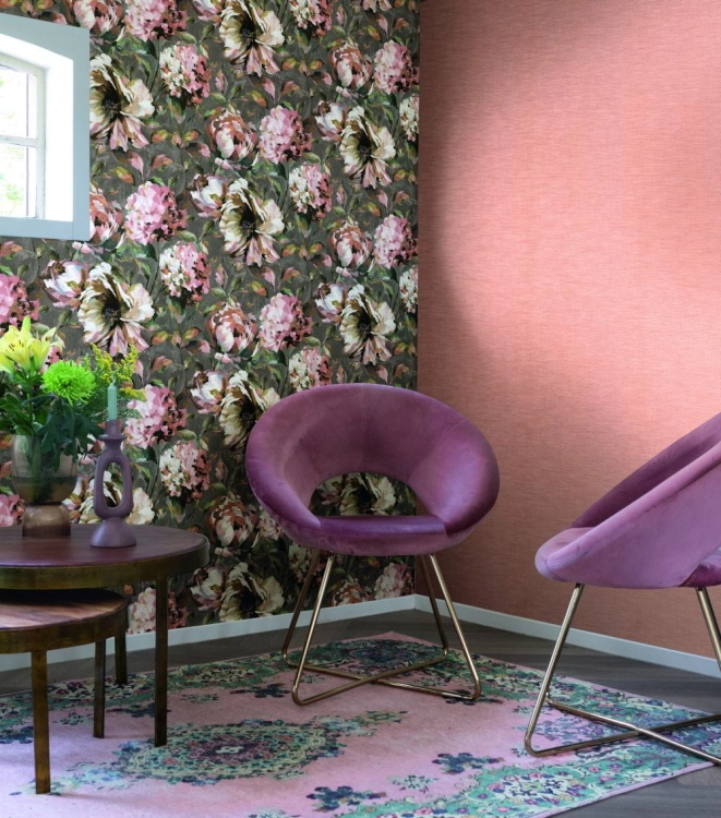 Florentine III 484557 Tapeta ścienna Rasch tło, jednolita łososiowa