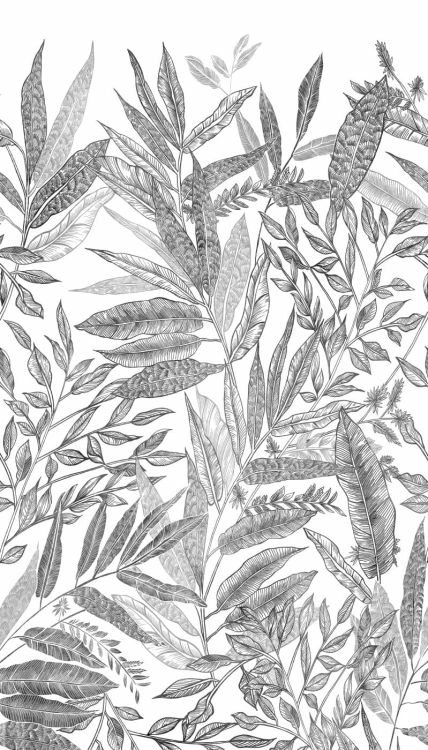 One roll One motif JF6101 Tapeta ścienna Grandeco-MURAL, liście, rośliny, botanika
