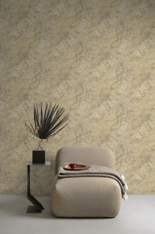 Tapeta ścienna Grandeco Wonderlust WL1302 beżowy marmur z metaliczną poświatą