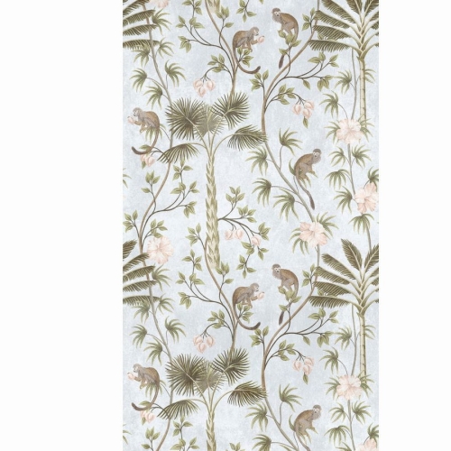 Metropolitan Stories The Wall 38231-1 Tapeta ścienna AS-MURAL, liście, kwiaty, drzewa, małpki