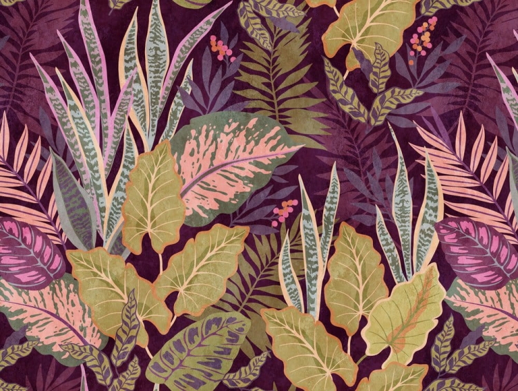 Metropolitan Stories The Wall 38275-1 Tapeta ścienna AS-MURAL, kolorowe liście, botanika