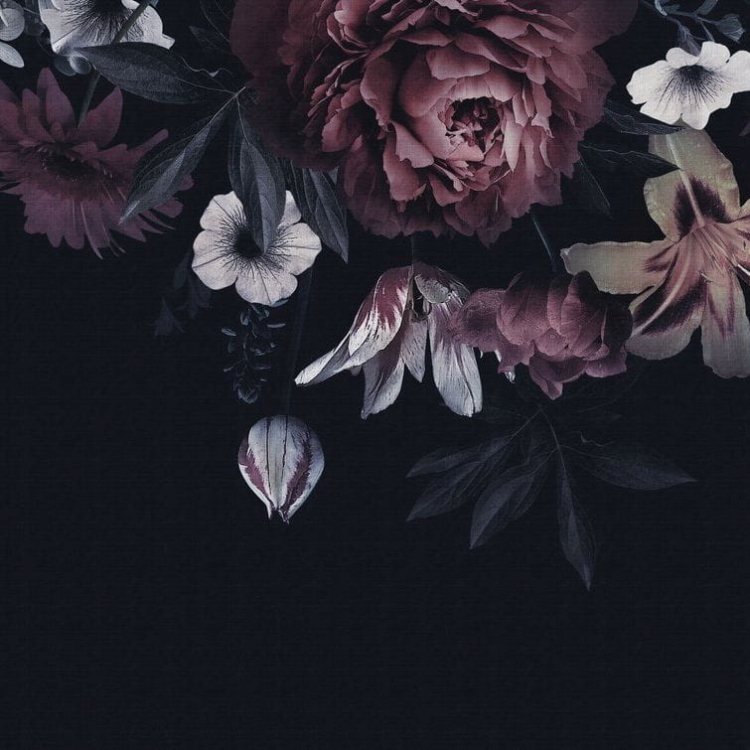 Metropolitan Stories The Wall 38279-1 Tapeta ścienna AS-MURAL, kwiaty na ciemnym tle