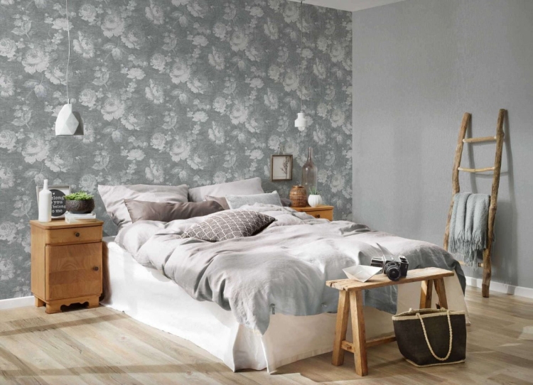 Tapeta 32474-5 AS Desert Lodge na flizelinie, tło, worek, imitacja tkaniny, stalowy