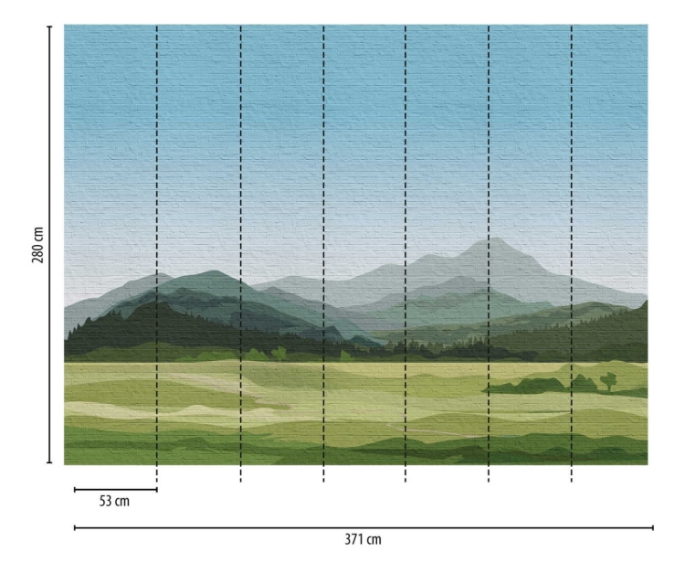 Metropolitan Stories The Wall 38298-1 Tapeta ścienna AS-MURAL, cegła, pejzaż, góry