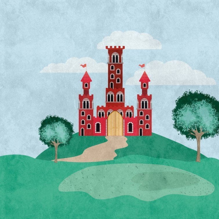 Metropolitan Stories The Wall 38299-1 Tapeta ścienna AS-MURAL, zamek, drzewa, dziecięca