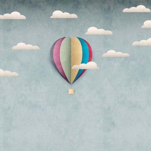 Metropolitan Stories The Wall 38301-1 Tapeta ścienna AS-MURAL, balon, chmurki, dziecięca