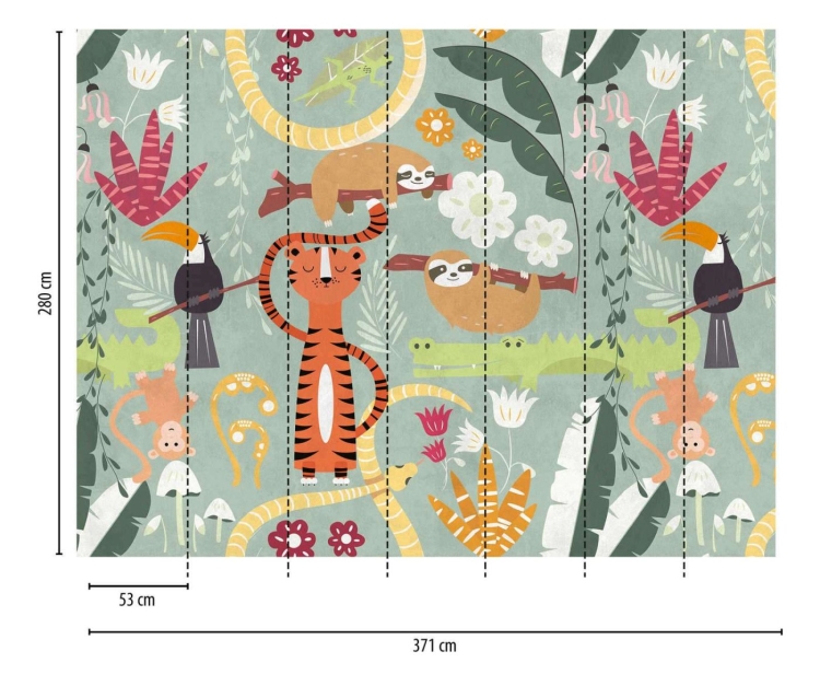 Metropolitan Stories The Wall 38303-1 Tapeta ścienna AS-MURAL, kolorowe zwierzątka, dziecięca