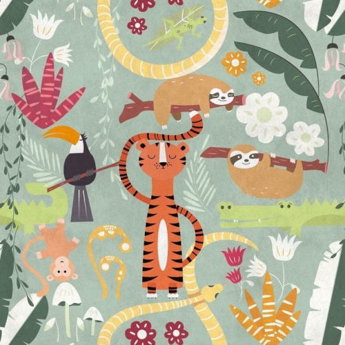 Metropolitan Stories The Wall 38303-1 Tapeta ścienna AS-MURAL, kolorowe zwierzątka, dziecięca
