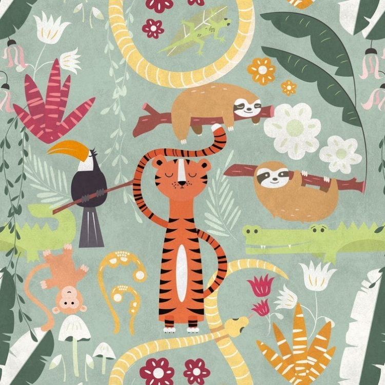 Metropolitan Stories The Wall 38303-1 Tapeta ścienna AS-MURAL, kolorowe zwierzątka, dziecięca