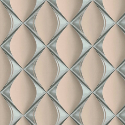 Tapeta AS My Home. My Spa. 38691-4, romby 3D metalik, wzór geometryczny, pudrowy, srebrny