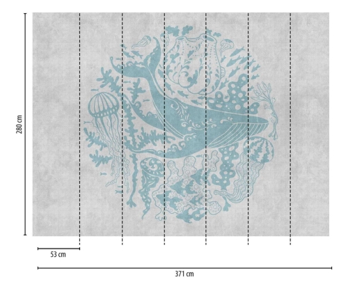 Metropolitan Stories The Wall 38306-1 Tapeta ścienna AS-MURAL, motyw morski, ryby, meduzy