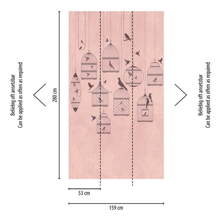 Metropolitan Stories The Wall 38296-1 Tapeta ścienna AS-MURAL, klatki z ptakami, ptaszki