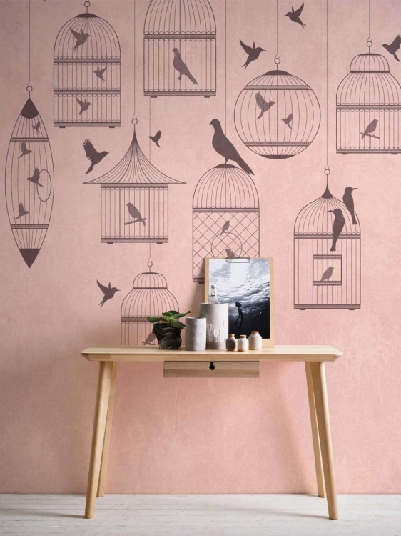 Metropolitan Stories The Wall 38296-1 Tapeta ścienna AS-MURAL, klatki z ptakami, ptaszki