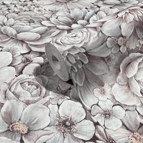 Tapeta ścienna Marburg Botanica 33954, kwiaty, róże, do sypialni, 3D, pudrowy róż