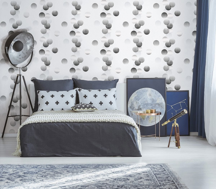 Tapeta ścienna IVY Marburg 82325 Novamur, biało czarne koła, wzór geometryczny