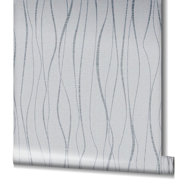 Tapeta ścienna IVY Marburg 82320 Novamur, szaro srebrne pionowe fale, wzór geometryczny