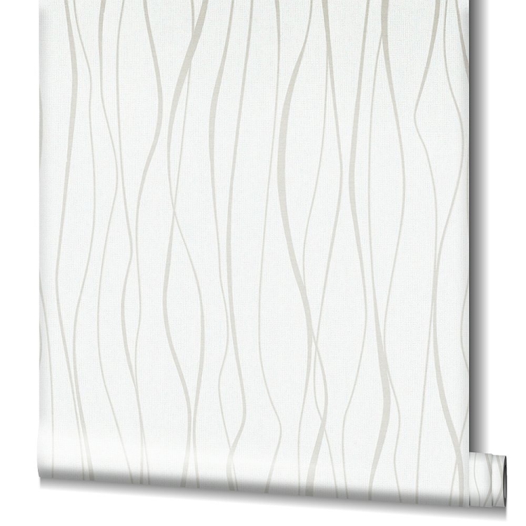 Tapeta ścienna IVY Marburg 82319 Novamur, biało beżowe pionowe fale, wzór geometryczny