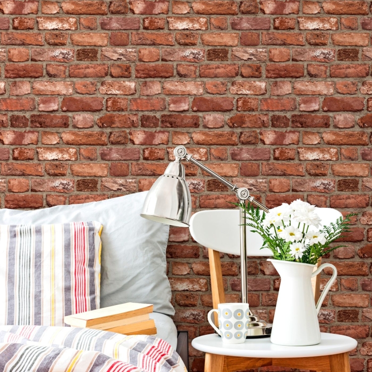 Tapeta ścienna A28901 Grandeco, cegła czerwona, mur