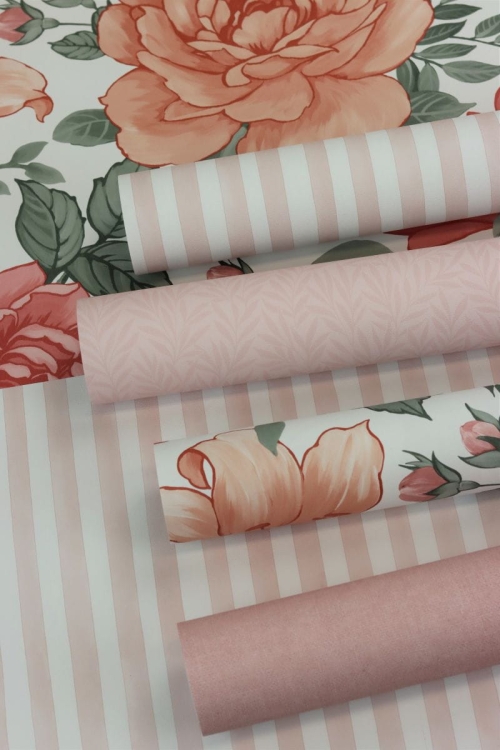 Bambino XIX 252750 Tapeta ścienna Rasch 2024 tapeta w paski, paseczki, różowe