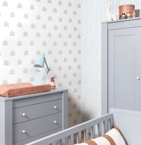 Bambino XIX 252743 Tapeta ścienna Rasch 2024 tapeta w paski, paseczki, niebieskie