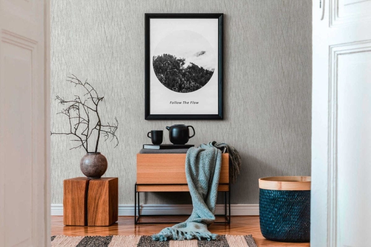 Tapeta na flizelinie AS #hygge 2 38598-7 motyw niereguralny, kreski, motyw na całe pomieszczenie, trawy, motyw srebrny, tapeta szara