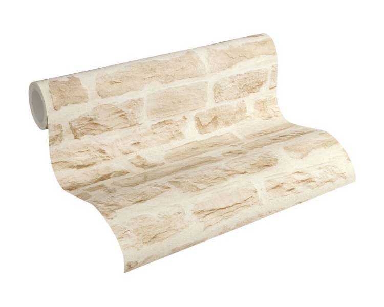 Elements 35580-2 Tapeta ścienna AS, tapeta na flizelinie AS Creation kamień wapienny 3D beżowy, mur kamienny, tapeta do pokoju, kuchni