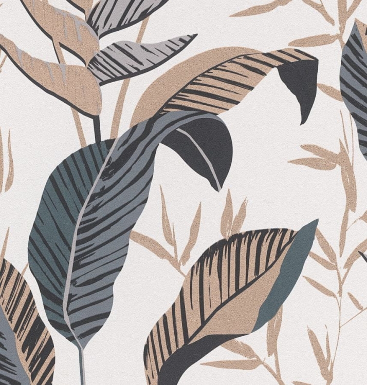 TAPETA 10332-15 ELLE duże złote liście bananowca