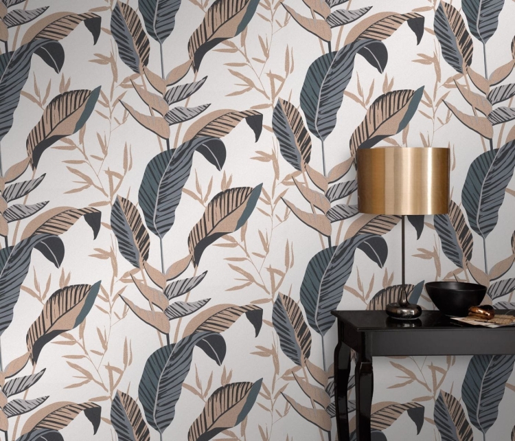 TAPETA 10332-15 ELLE duże złote liście bananowca