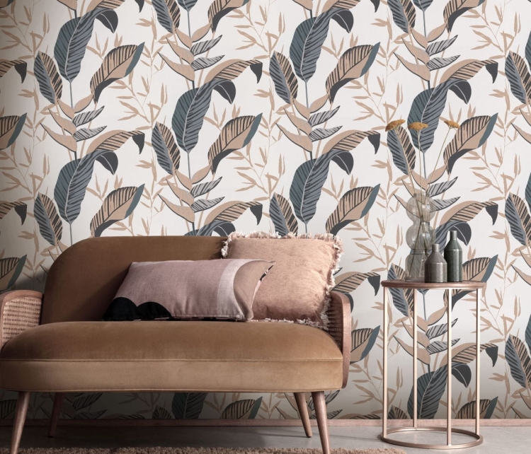 TAPETA 10332-15 ELLE duże złote liście bananowca