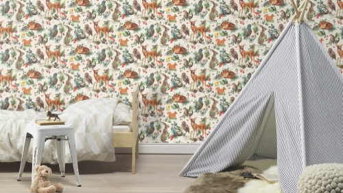 Rasch 300321 Tapeta ścienna zwierzęta, zwierzątka leśne