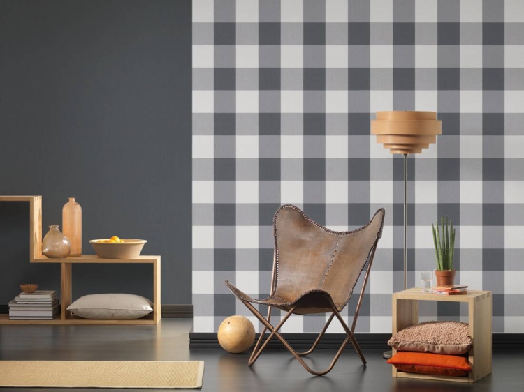 Tapeta 2063-67 AS Elegance 2, krata, duża krata, kratka czarno-biała