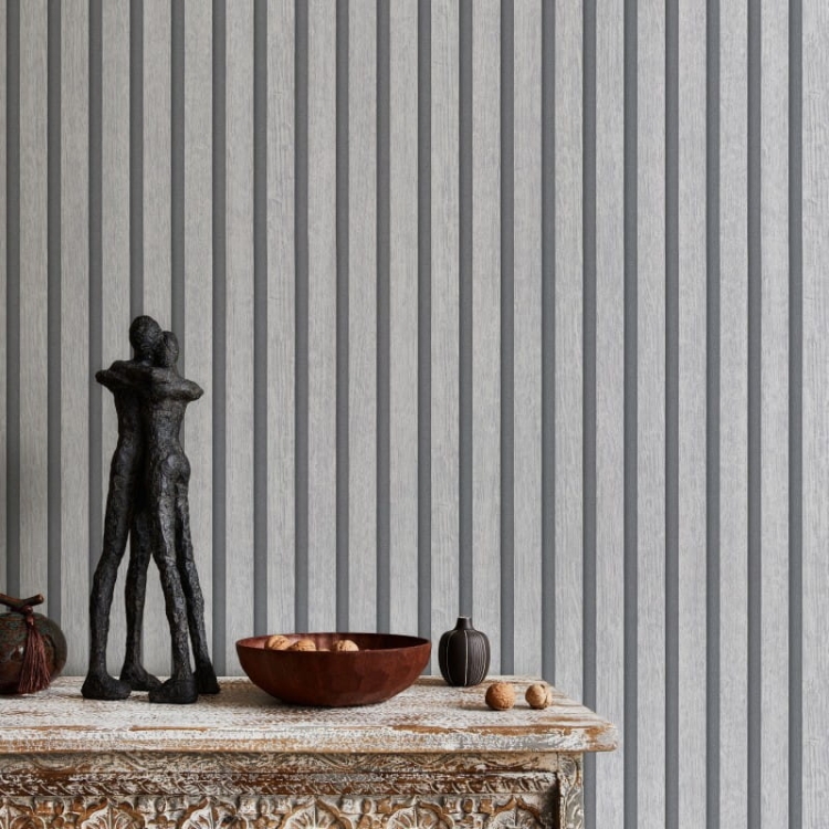 tapeta- winylowa 10400-31 ścienna na flizelinie Erismann  szare lamele 3D aranżacja