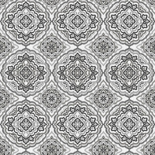 Cerata plamoodporna Obrus z PCV na włókninie Rozety czarne Dekorama 61E szer. 140cm