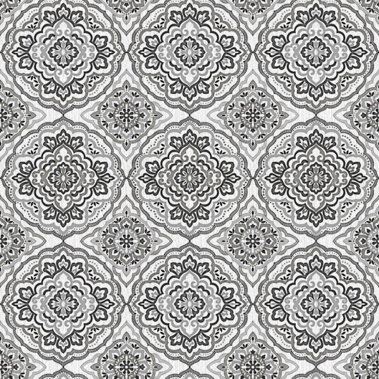 Cerata plamoodporna Obrus z PCV na włókninie Rozety czarne Dekorama 61E szer. 140cm