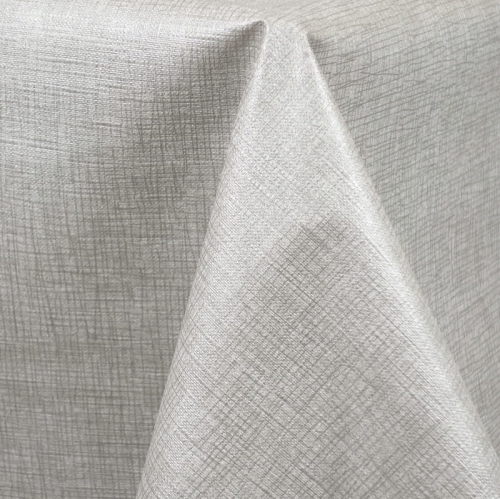 Cerata plamoodporna, obrus z PCV na flizelinie Ergis Premium Len srebrny 6732310 szer. 140cm