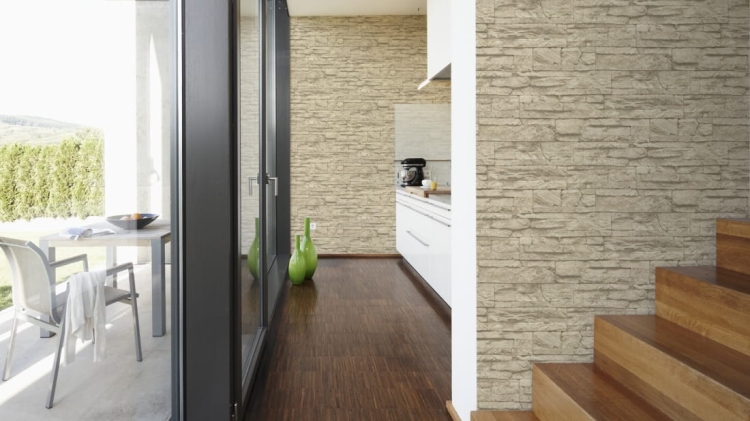 7071-30 Tapeta ścienna winylowa na flizelinie beżowy kamień, łupek 3D