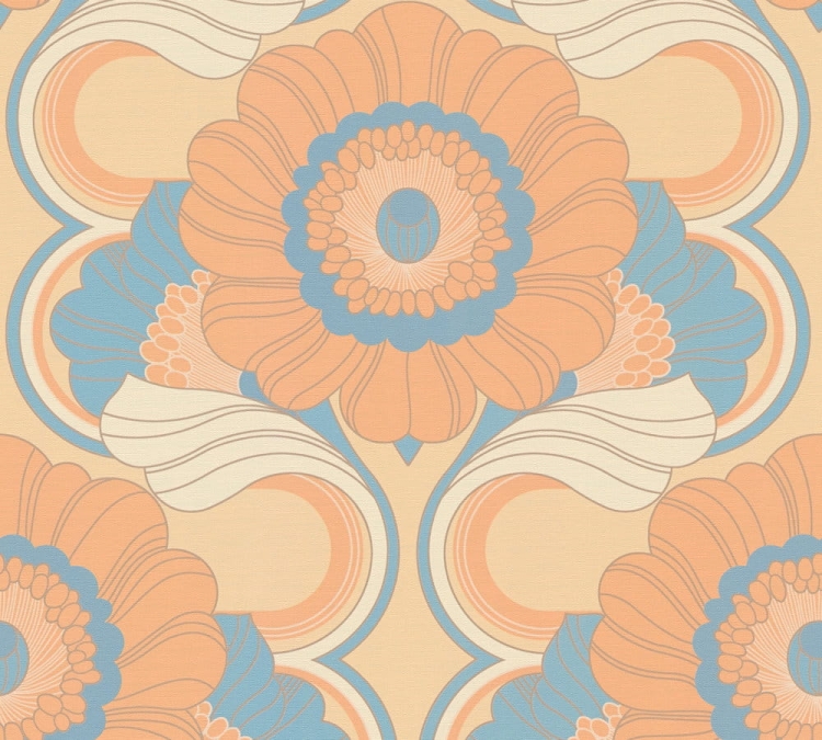 Retro Chic 39530-2 Tapeta ścienna AS Kwiaty pomarańczowe