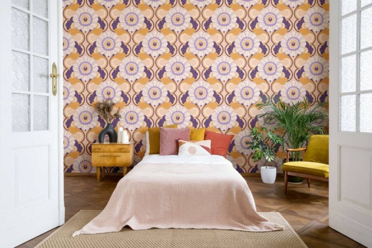 Retro Chic 39530-3 Tapeta ścienna AS Kwiaty różowe fioletowe