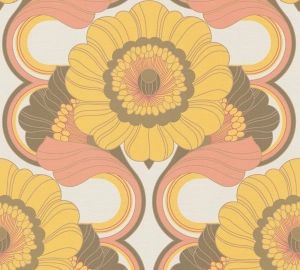Retro Chic 39530-4 Tapeta ścienna AS Kwiaty żółte