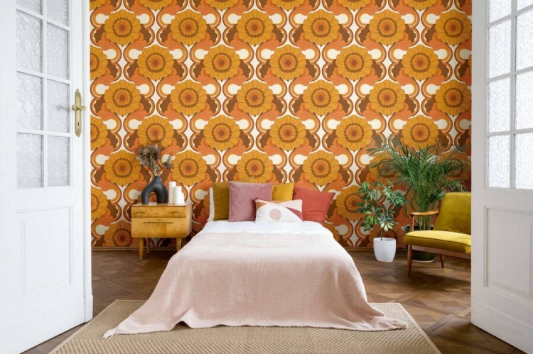 Retro Chic 39530-4 Tapeta ścienna AS Kwiaty żółte
