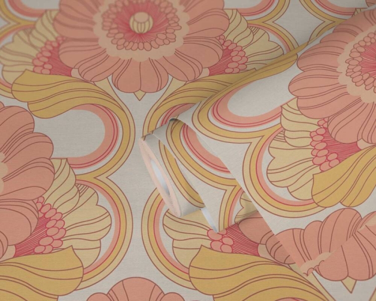 Retro Chic 39530-5 Tapeta ścienna AS Kwiaty łososiowe