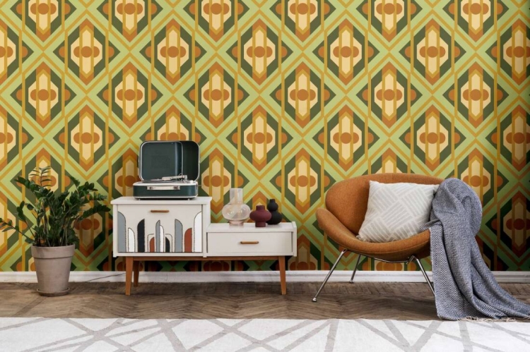 Retro Chic 39531-2 Tapeta ścienna AS Wzór geometryczny żółty