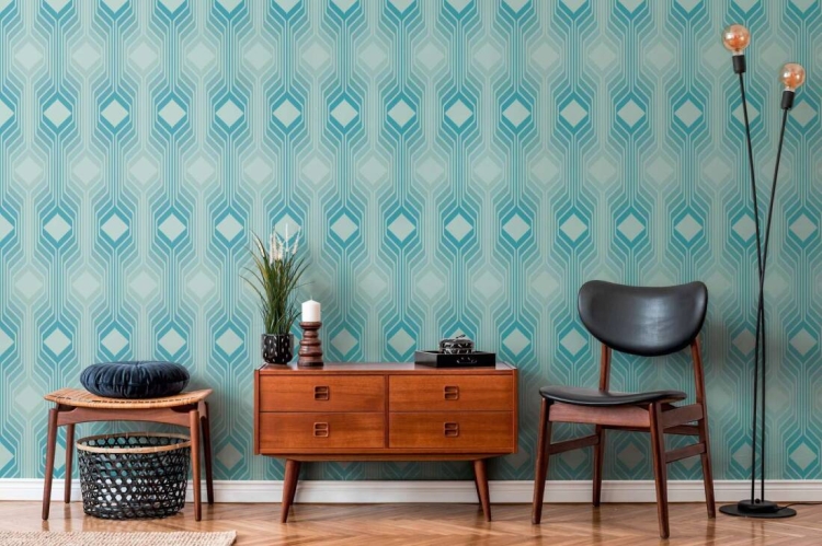 Retro Chic 39532-1 Tapeta ścienna AS Wzór geometryczny niebieski