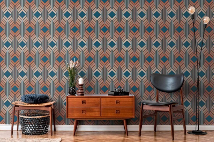 Retro Chic 39532-2 Tapeta ścienna AS Wzór geometryczny różowo niebieski