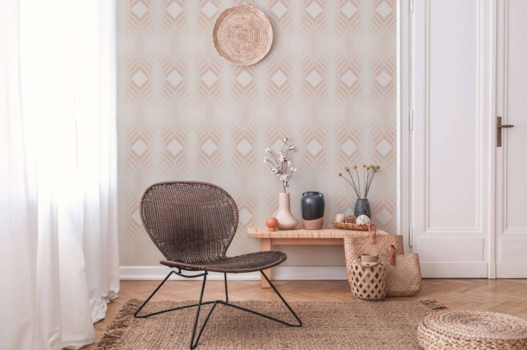 Retro Chic 39532-4 Tapeta ścienna AS Wzór geometryczny jasny brąz